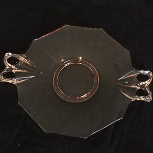 VINTAGE Pink Depression Glass Platter with handles